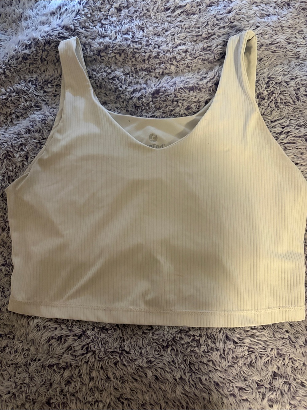 White Ribbed Crop Tank Top